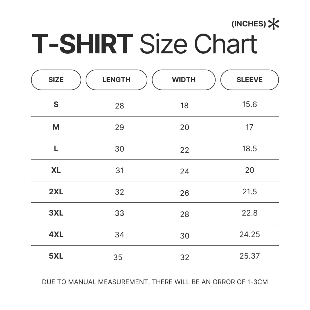 T shirt Size Chart - Kanye West UK Shop