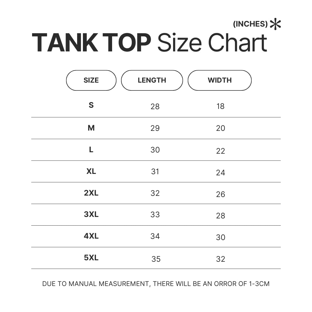 Tank Top Size Chart - Kanye West UK Shop