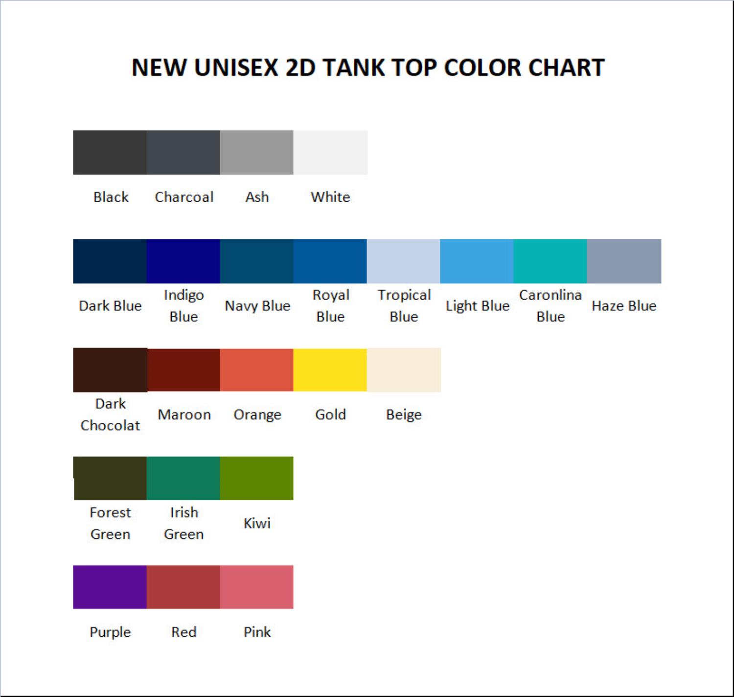 tank top color chart - Kanye West UK Shop