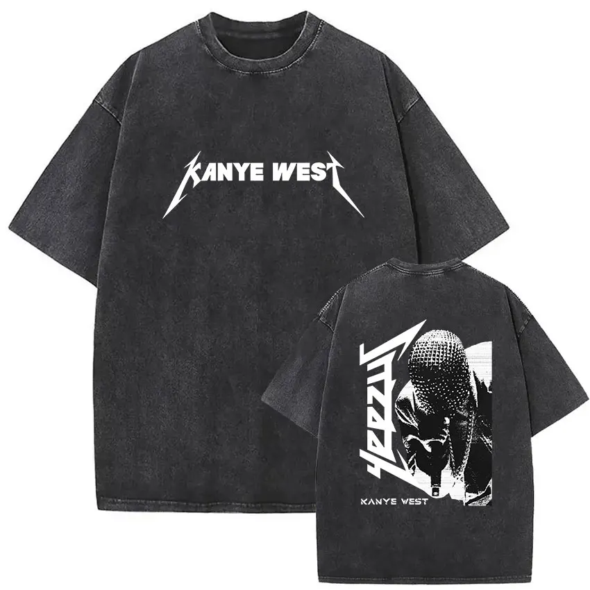 Black White Design Kanye West Mineral Wash T-shirt