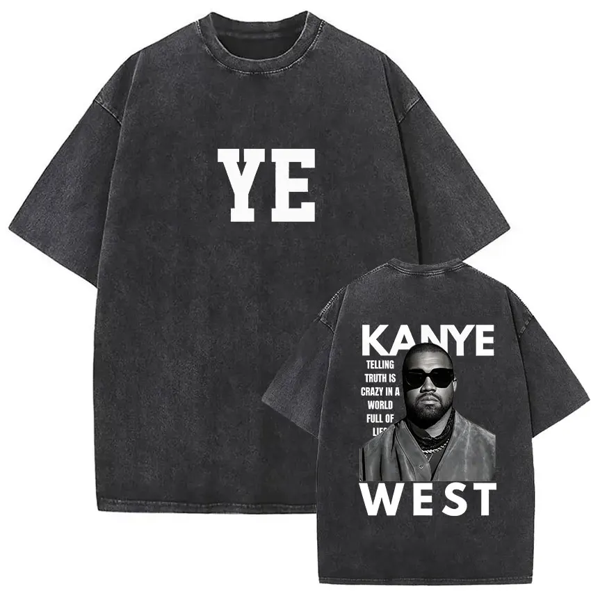 YE White Design Kanye West Mineral Wash T-shirt