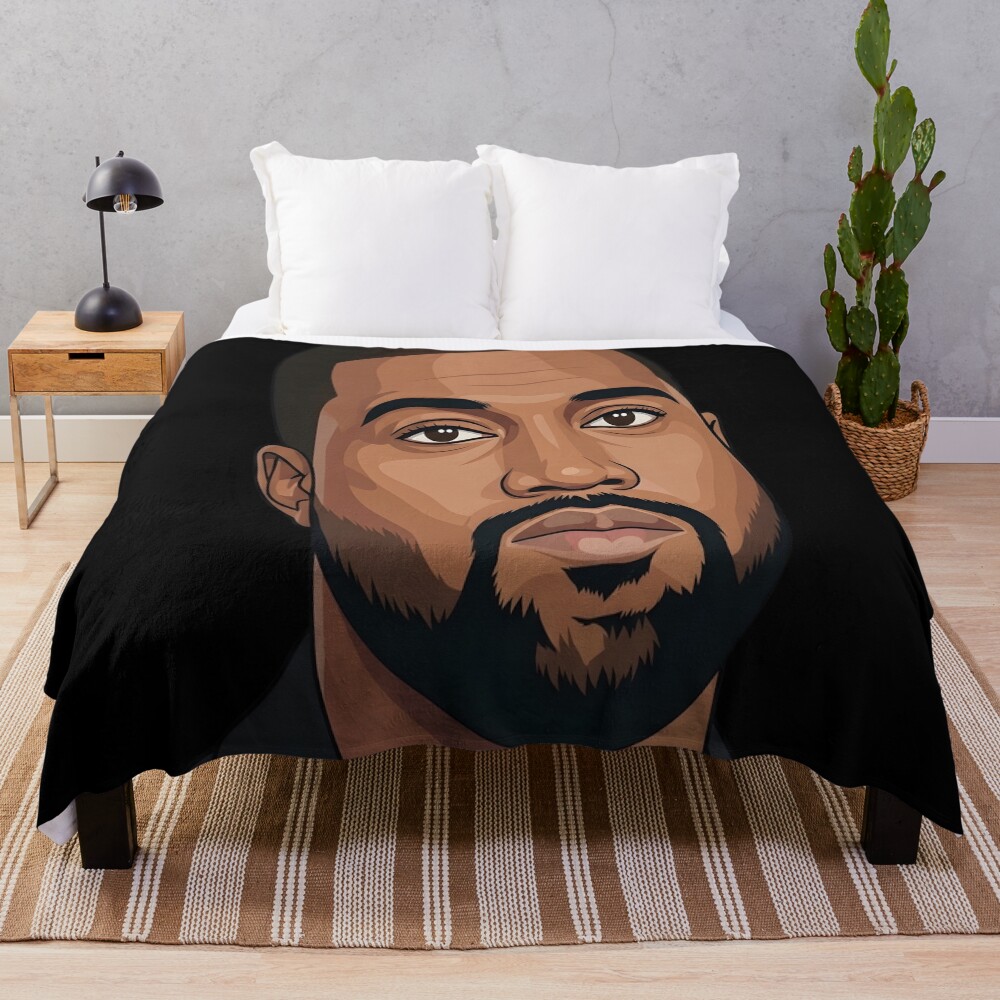 Kanye West Vector Illustration Throw Blanket