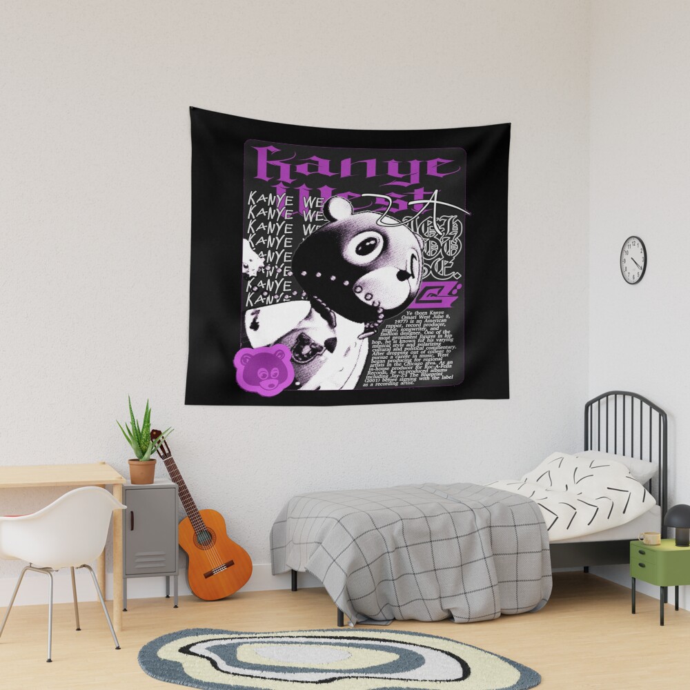 Kanye West Aesthetic Purple Text Tapestry