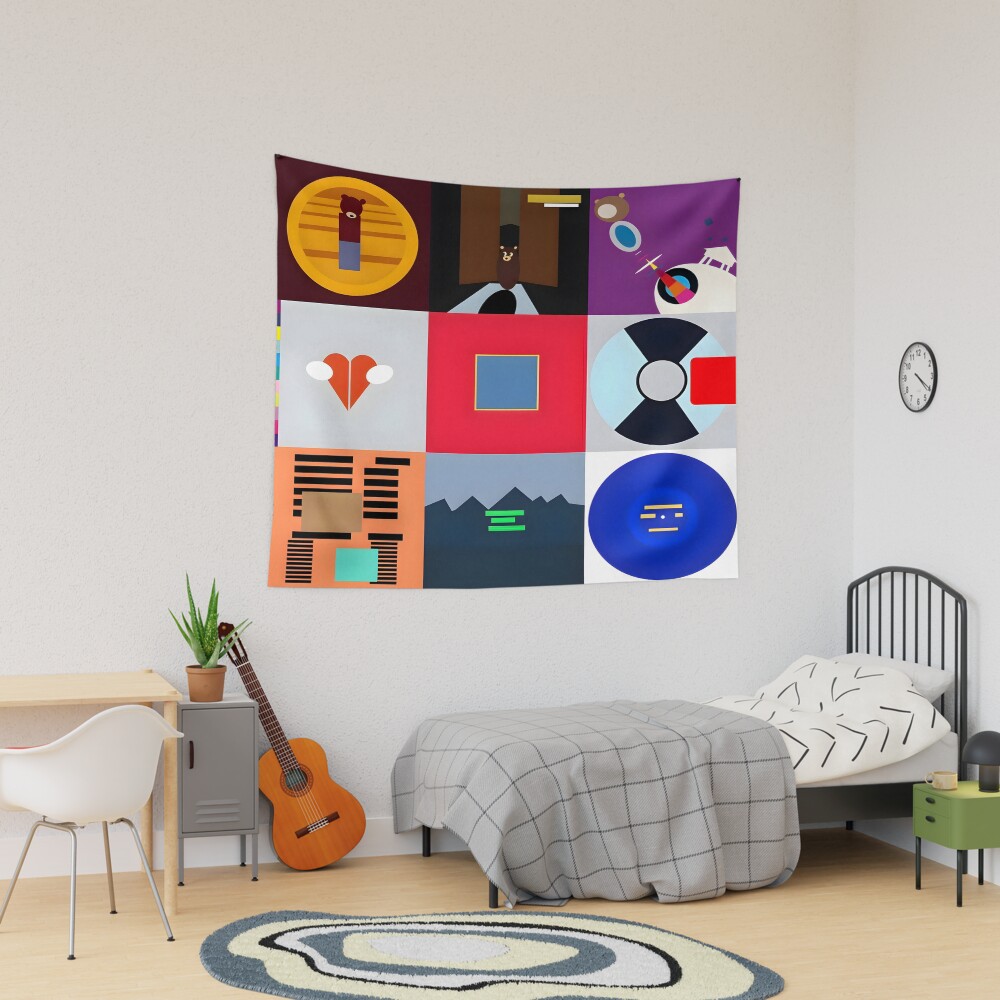 Kanye Album Covers Minimalist Tapestry