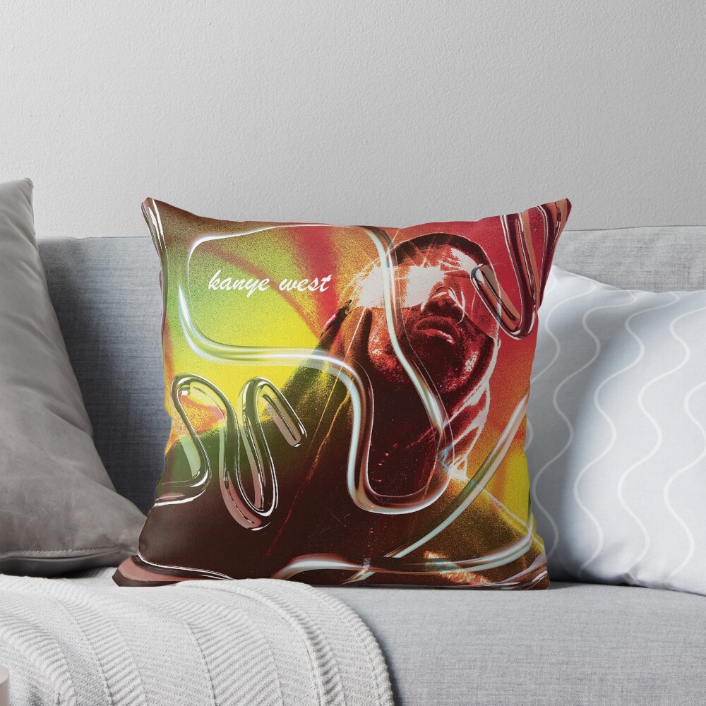 Trippy Kanye West Portrait Throw Pillow